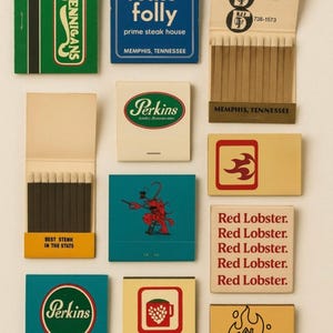 Retro Matchbook Wall Art Printable | Vintage Restaurant Matchbook Collage | Mid-Century Ephemera Digital Download |