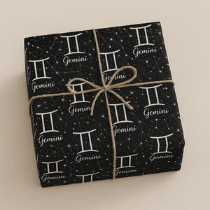 Cadeauverpakking Tweelingen - inpakpapier, dierenriem verjaardagscadeau, astrologiethema, hemelse feestdecor, horoscoop geschenkverpakking
