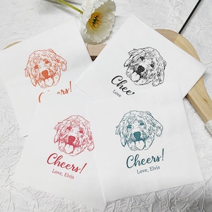 Tovaglioli per matrimonio con illustrazioni personalizzate per cani, tovaglioli per matrimonio personalizzati per animali domestici, tovaglioli per matrimonio personalizzati per animali domestici, tovaglioli per matrimonio personalizzati con ritratto di animali domestici