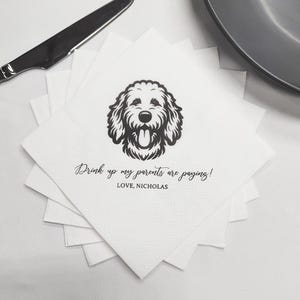 Custom Illustrated Dog Wedding Napkins, Personalized Pet Cocktail Napkins, Pet Wedding Napkins, Dog Cocktail Napkins, Cat Cocktail Napkins