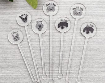 Custom Personalized Acrylic Drink Stirrers | Custom Cocktail Stir Sticks | Custom Stir Sticks for Birthday | Custom Party Decoration