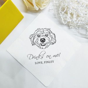 Custom Illustrated Dog Wedding Napkins, Personalized Pet Cocktail Napkins, Pet Wedding Napkins, Dog Cocktail Napkins, Pet Dog Napkins