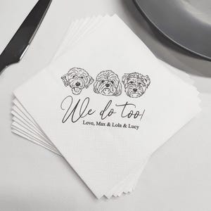 Tovaglioli per matrimonio con cani illustrati personalizzati, tovaglioli per cocktail personalizzati per animali domestici, tovaglioli per matrimonio con animali domestici, tovaglioli per cocktail per cani, tovaglioli per cocktail per gatti