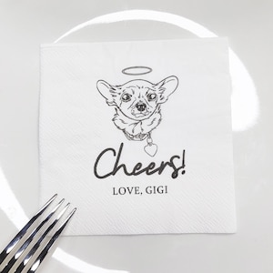 Custom Illustrated Dog Wedding Napkins, Personalized Pet Cocktail Napkins, Pet Wedding Napkins, Dog Cocktail Napkins, Cat Cocktail Napkins