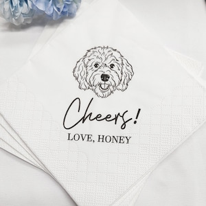Tovaglioli per matrimonio con cani illustrati personalizzati, tovaglioli per cocktail personalizzati per animali domestici, tovaglioli per matrimonio con animali domestici, tovaglioli per cocktail per cani, tovaglioli per cocktail per gatti