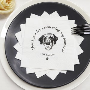 Custom Illustrated Dog Wedding Napkins, Personalized Pet Cocktail Napkins, Pet Wedding Napkins, Dog Cocktail Napkins, Pet Dog Napkins