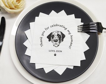 Custom Illustrated Dog Wedding Napkins, Personalized Pet Cocktail Napkins, Pet Wedding Napkins, Dog Cocktail Napkins, Pet Dog Napkins