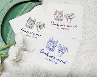 Custom Illustrated Dog Wedding Napkins, Personalized Pet Cocktail Napkins, Pet Wedding Napkins, Dog Cocktail Napkins, Pet Dog Napkins