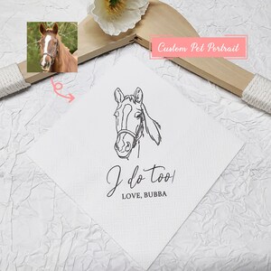Custom Illustrated Dog Wedding Napkins, Personalized Pet Cocktail Napkins, Pet Wedding Napkins, Dog Cocktail Napkins, Pet Dog Napkins