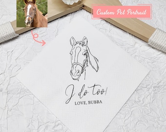 Custom Illustrated Dog Wedding Napkins, Personalized Pet Cocktail Napkins, Pet Wedding Napkins, Dog Cocktail Napkins, Pet Dog Napkins