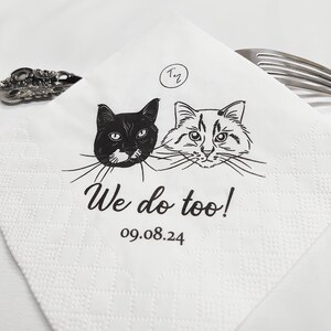 Custom Illustrated Dog Wedding Napkins, Personalized Pet Cocktail Napkins, Pet Wedding Napkins, Dog Cocktail Napkins, Pet Dog Cat Napkins