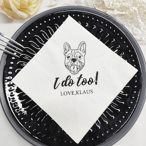 Custom Illustrated Dog Wedding Napkins, Personalized Pet Cocktail Napkins, Pet Wedding Napkins, Dog Cocktail Napkins, Cat Cocktail Napkins