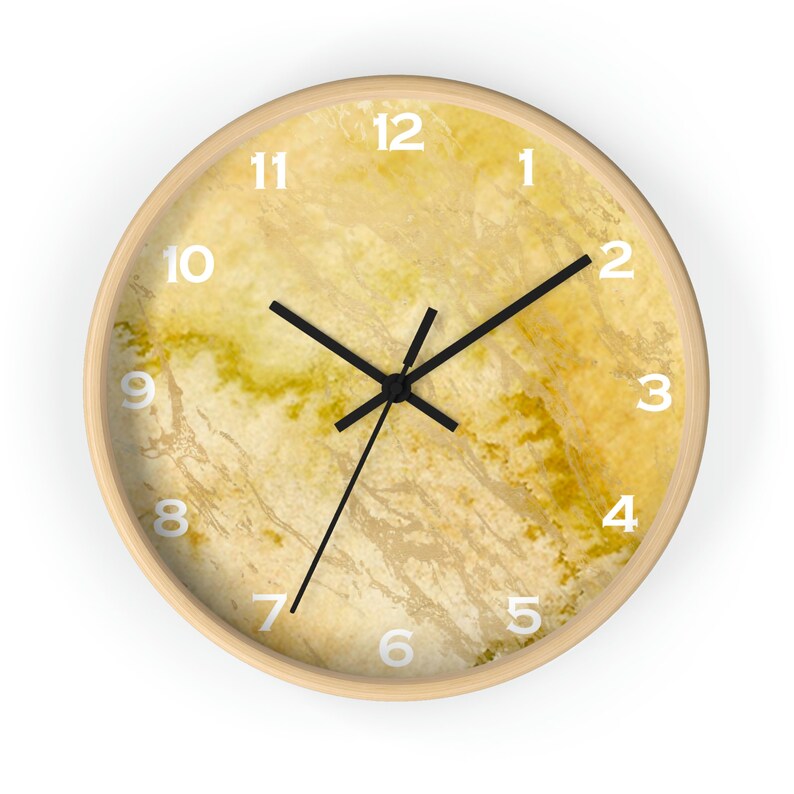 Yellow and Gold Marble Wall Clock Unique Wall Clock Modern Etsy