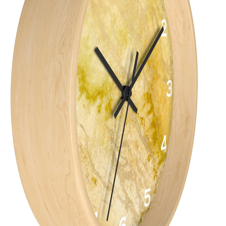 Yellow and Gold Marble Wall Clock Unique Wall Clock Modern Etsy