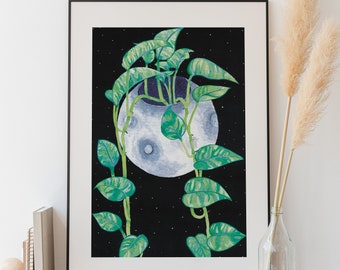 Arte imprimible, Impresión lunar, Descarga instantánea, Impresión de arte hecha a mano, Arte de pared imprimible, Producto digital, Arte moderno, Impresión segura