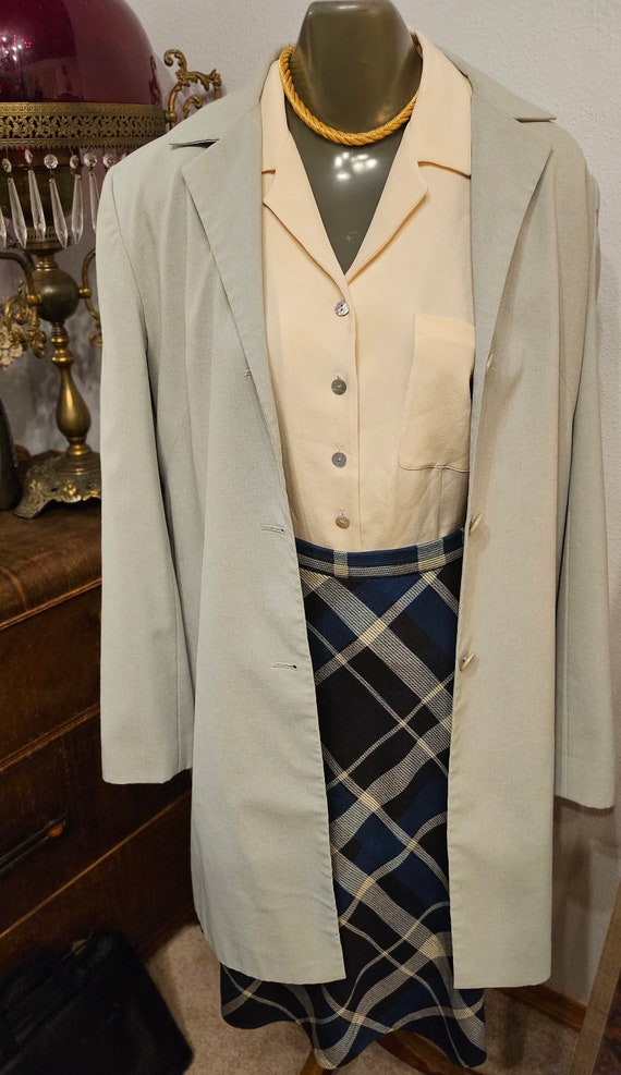 Outfit Set:  plaid skirt, cream silk blouse, and … - image 4