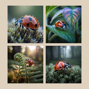 30 immagini surreali di coccinelle, immagini magiche di insetti, immagini artistiche della natura, immagini surreali, immagini realistiche, immagini clipart, immagini di album di ritagli