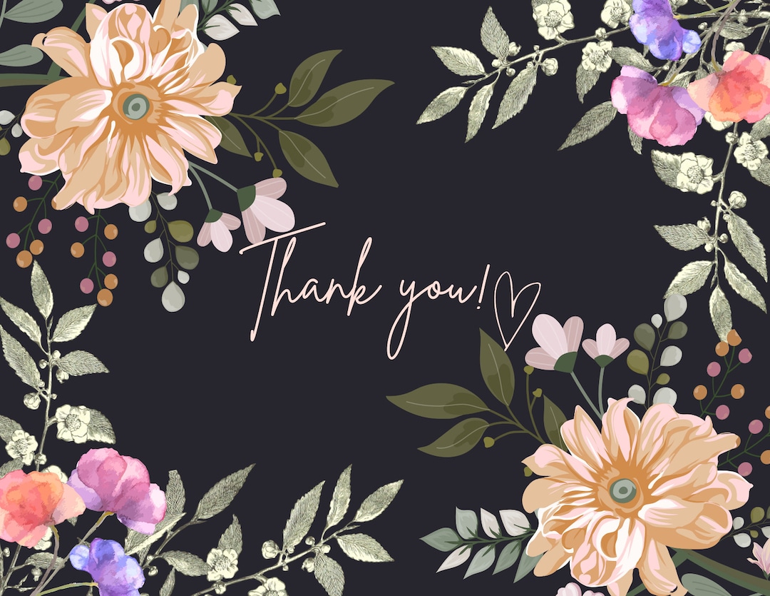 Floral Digital Thank You Card - Etsy