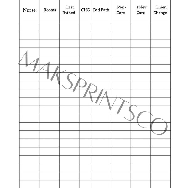 CNA Bath Report Sheet// Document