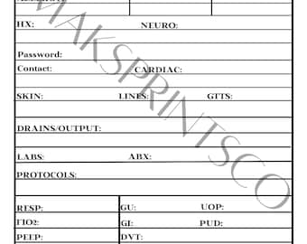 ICU RN Report Sheet