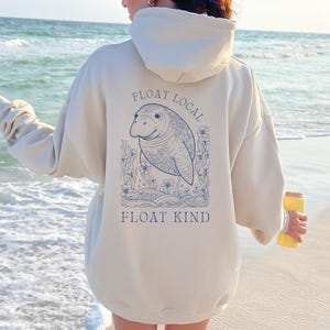 Manatee Respect The Locals Manatee Sweatshirt Coconut Girl Fisherman Aesthetic Oceancore Linocut Sweatshirt Ocean Sweatshirt Womensclothing