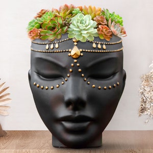 Bossa Linda Tabletop and Wall Face Planter - Serena Design, Black