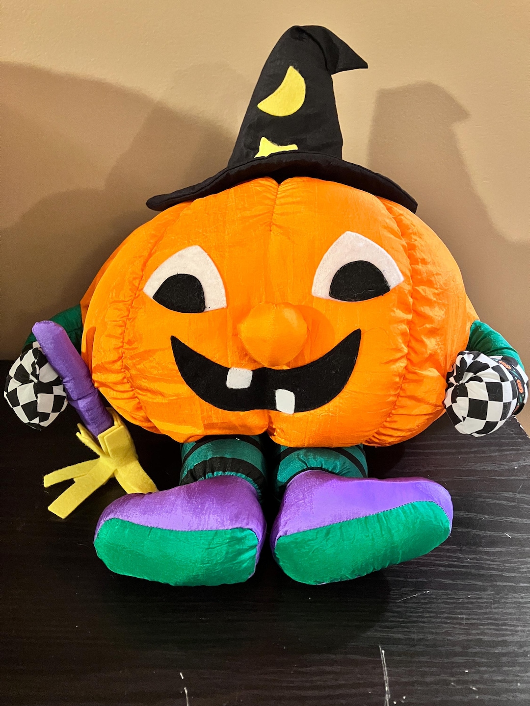 Vintage 1995 Halloween Jack O Lantern Witch Nylon Puff Plush - Etsy