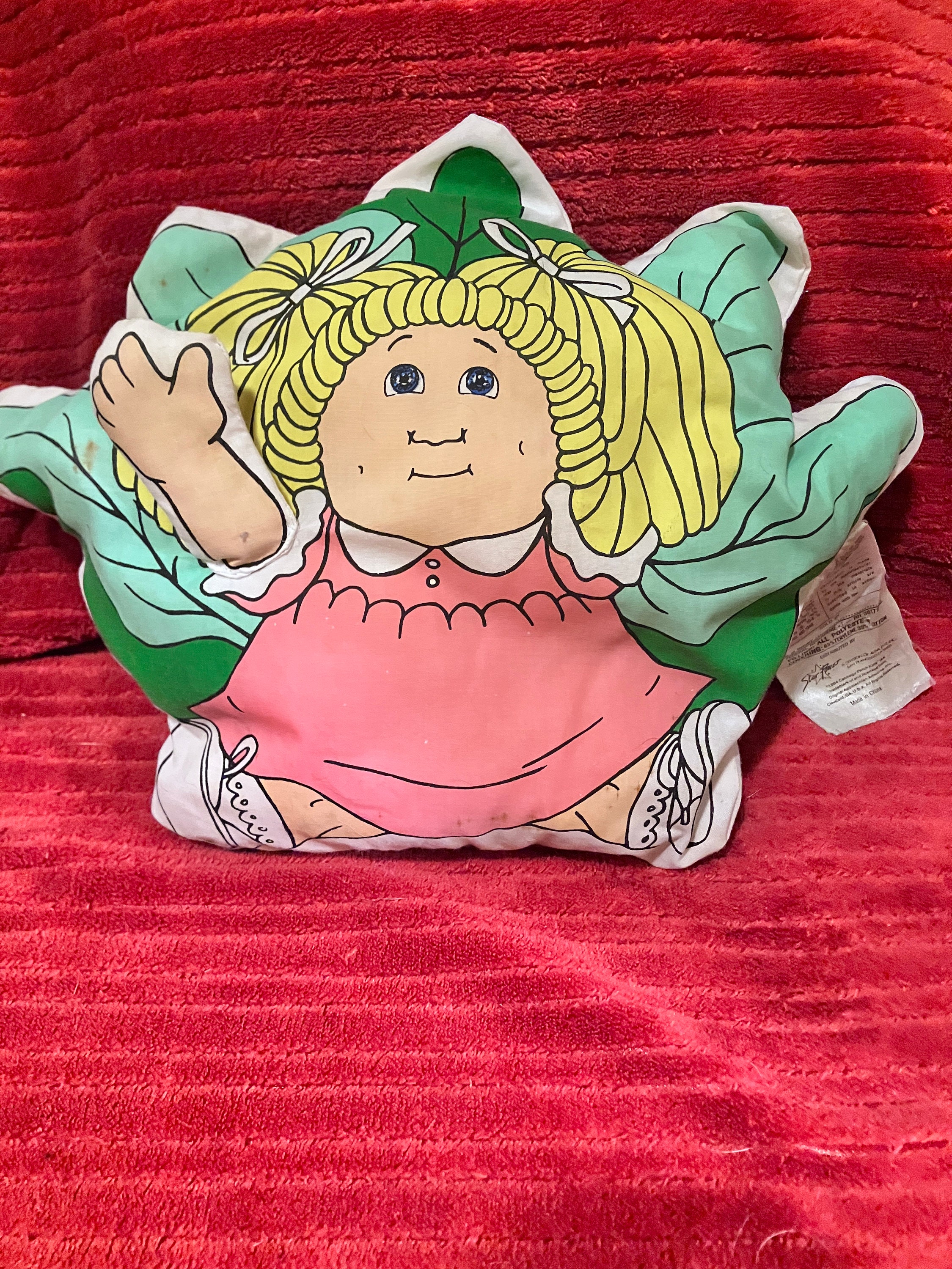 Ancien patch chou 1983 enfant poupée oreiller tissu panneau