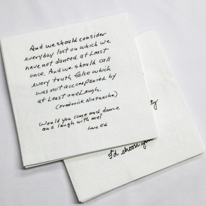 Servilletas personalizadas con notas de amor escritas a mano, servilletas de papel con notas de amor personalizadas, servilletas de papel escritas a mano personalizadas, servilletas de cóctel de boda impresas