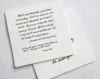 Custom Love Note Handwriting Napkins,Custom Love Note Paper Napkins,Personalized Handwritten Paper Napkins,Printed Wedding Cocktail Napkins