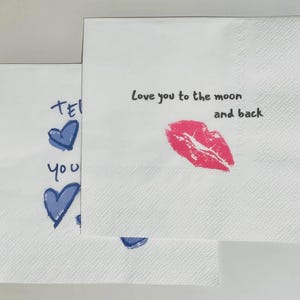 Servilletas de boda personalizadas con tus diseños, servilletas con notas manuscritas, servilletas con mensaje de amor, servilletas de cóctel de boda impresas