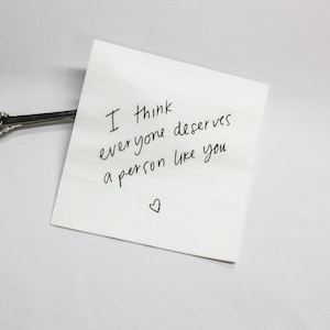 Tovaglioli personalizzati con scritte a mano "Love Note", tovaglioli di carta personalizzati con scritte a mano, tovaglioli di carta personalizzati con scritte a mano, tovaglioli stampati per cocktail nuziali