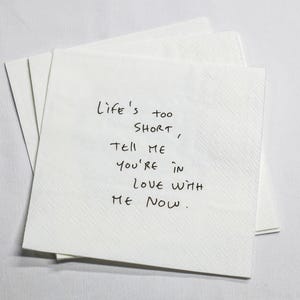 Kundenspezifische Liebeshinweis-Handschrift-Servietten,Benutzerdefinierte Liebeshinweis-Papierservietten, personalisierte handgeschriebene Papierservietten, gedruckte Hochzeitscocktailservietten