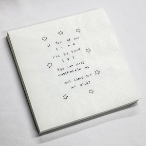 Servilletas personalizadas con texto en inglés "Love" dibujadas a mano, servilletas de papel con notas escritas a mano personalizadas, servilletas de papel con notas de amor personalizadas, servilletas de cóctel de boda impresas