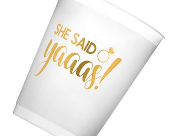 10 PACK Bachelorette Party Cups / I Said Yaaas! & She Said Yaaas! / Bridal Party / 16oz Frosted Cup / Reusable Party Cups