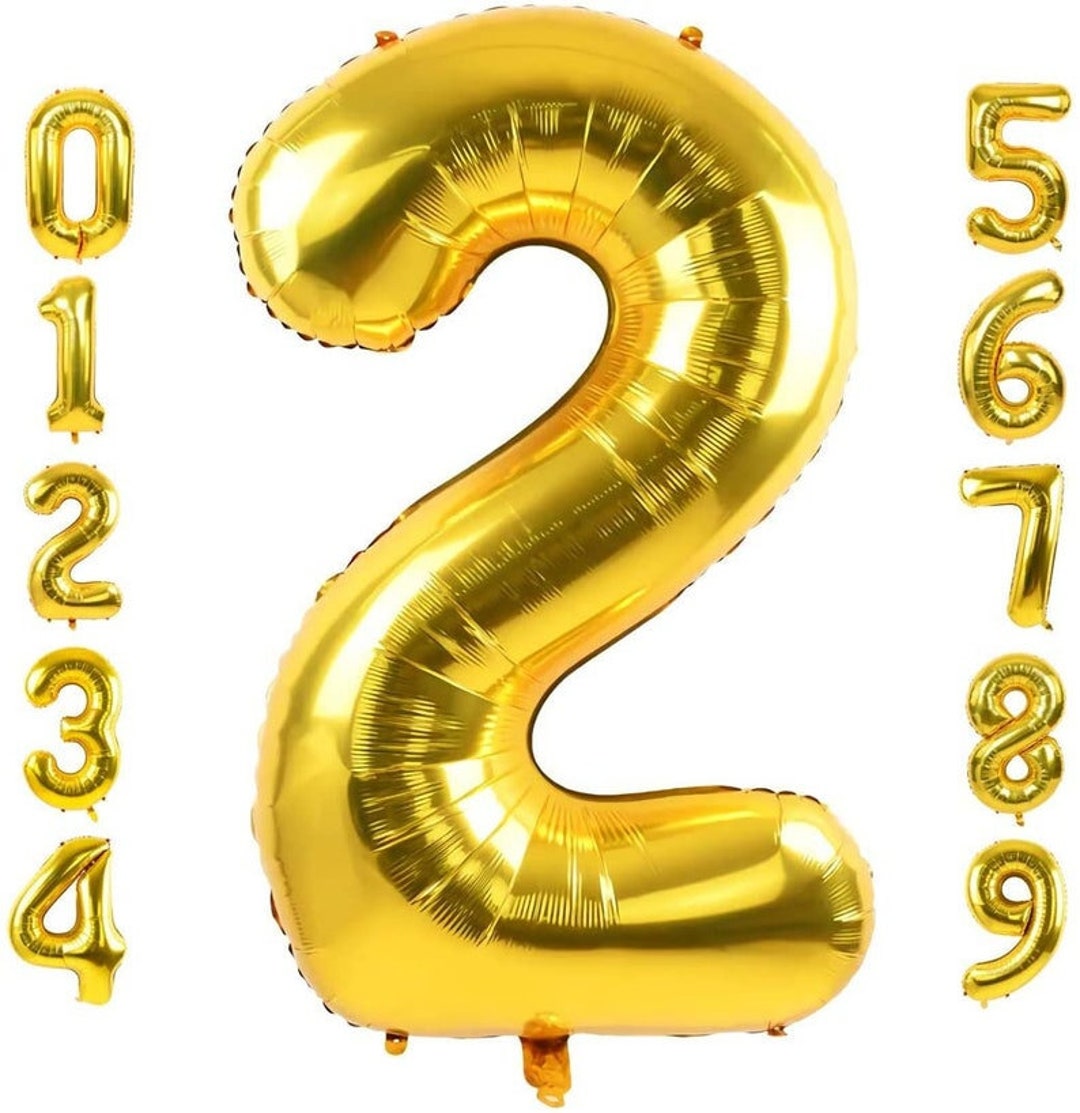 40 INCH GOLD Mylar Number Balloons Jumbo Number Balloons Etsy