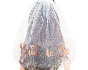 ROSE GOLD Bride To Be Veil-Bachelorette Party Veil, Bride Veil Bachlorette, Bridal Shower, Engagement Party Veil, Bachelorette Decor