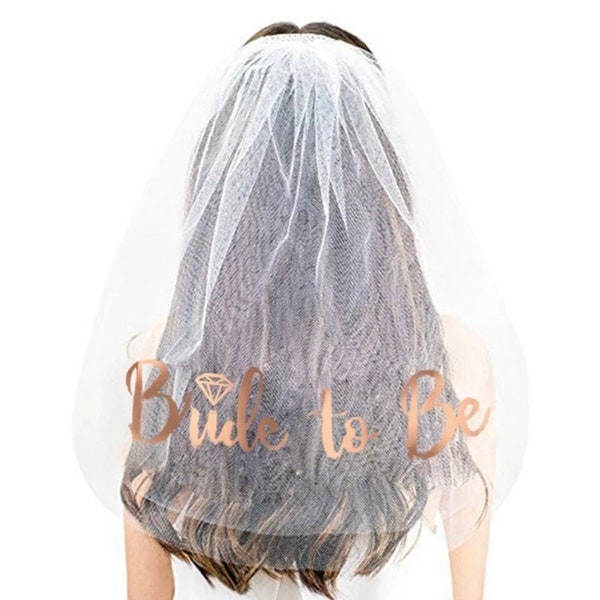 ROSE GOLD Bride To Be Veil-Bachelorette Party Veil, Bride Veil Bachlorette, Bridal Shower, Engagement Party Veil, Bachelorette Decor