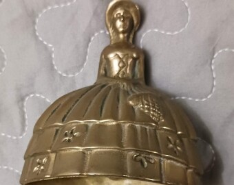 Belle Of The Ball, Vintage Brass Bell, Victorian Lady, Solid Brass, Hand Bell, Parlor Bell, Made In England