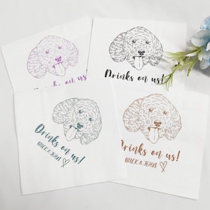 Tovaglioli da cocktail per matrimonio con animali domestici illustrati personalizzati, tovaglioli per cani, tovaglioli per matrimonio con cani personalizzati, tovaglioli per matrimonio con ritratto di animali domestici, decorazioni per matrimoni e feste