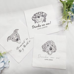 Tovaglioli da cocktail per matrimonio con animali domestici illustrati personalizzati, tovaglioli da cocktail per cani, tovaglioli personalizzati per matrimonio con cani, tovaglioli personalizzati per animali domestici, tovaglioli da bar per animali domestici