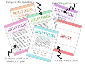 Decluttering guide, 20 page printable, pdf format, digital download, resolution, Spring cleaning