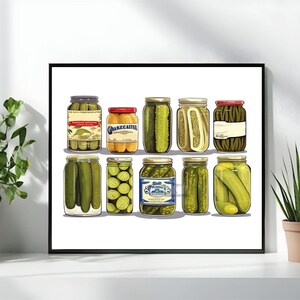 Pickles And Pickles Jars Illustration 3 Kunstdruck, Haus & Schlafzimmer Dekor für Dekor-Liebhaber, Wanddekor Poster