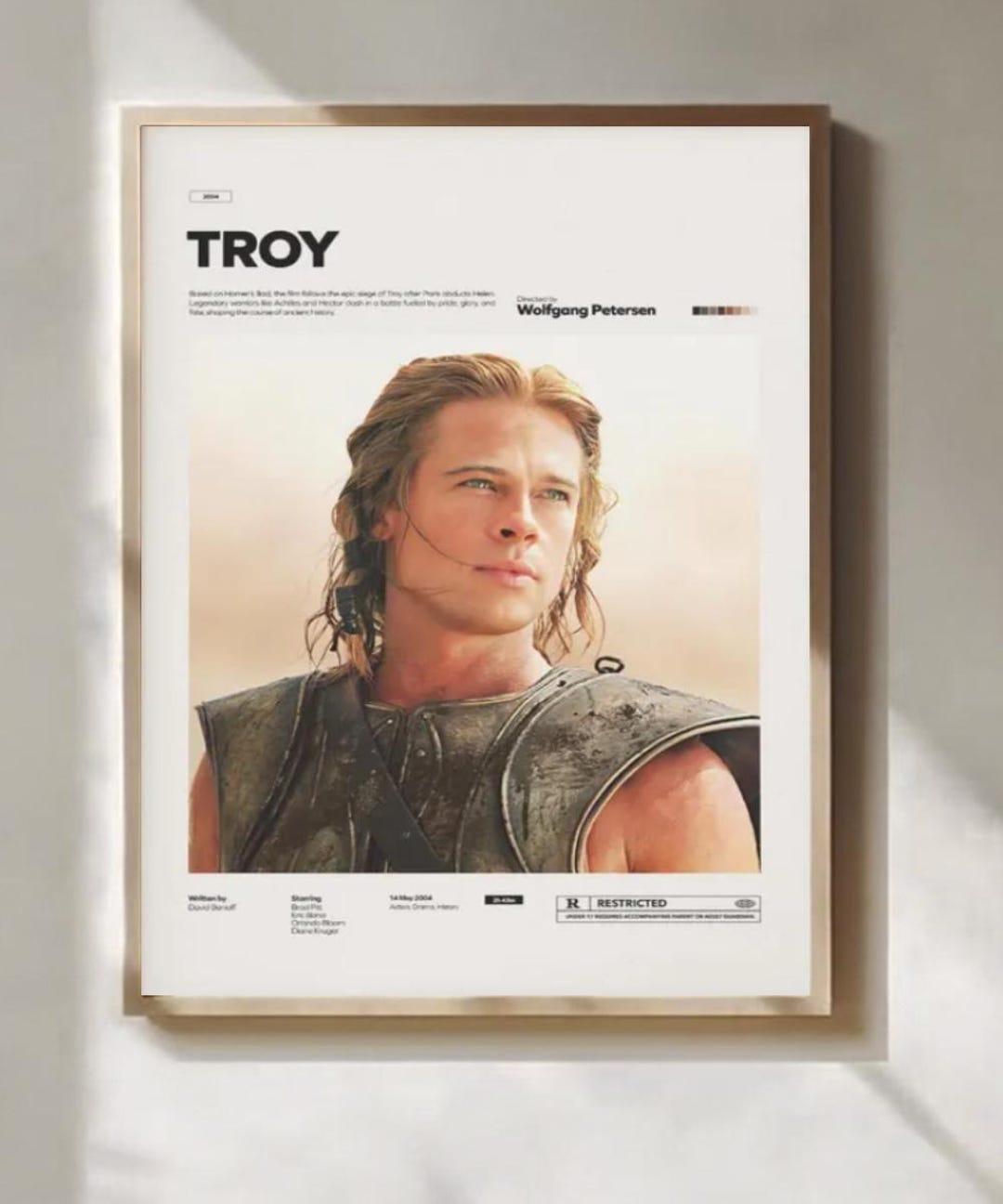 Troy Movie Poster Brad Pitt Print Wolfgang Petersen Epic Film Wall Art troy-movie-poster-brad-pitt-print-wolfgang-petersen-epic-film-wall-art