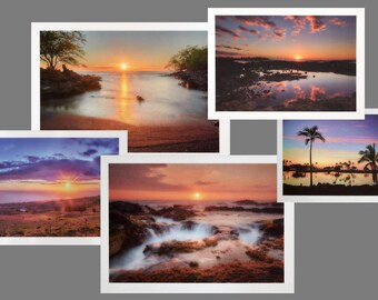 5"x7" Sunset Photo Greeting Cards - From Hawaii's Big Island - Folding Cards with Envelopes - Boxed Set of 5 - Ships Free