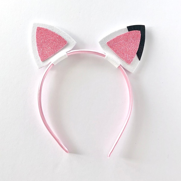 Pandy Paws Headband Hair Clip Set | Gabby's Dollhouse Pandy Cat Ears Bow Set | Glitter Pandy Paws Hair Bow | Panda Cat Ears Hair Accessory