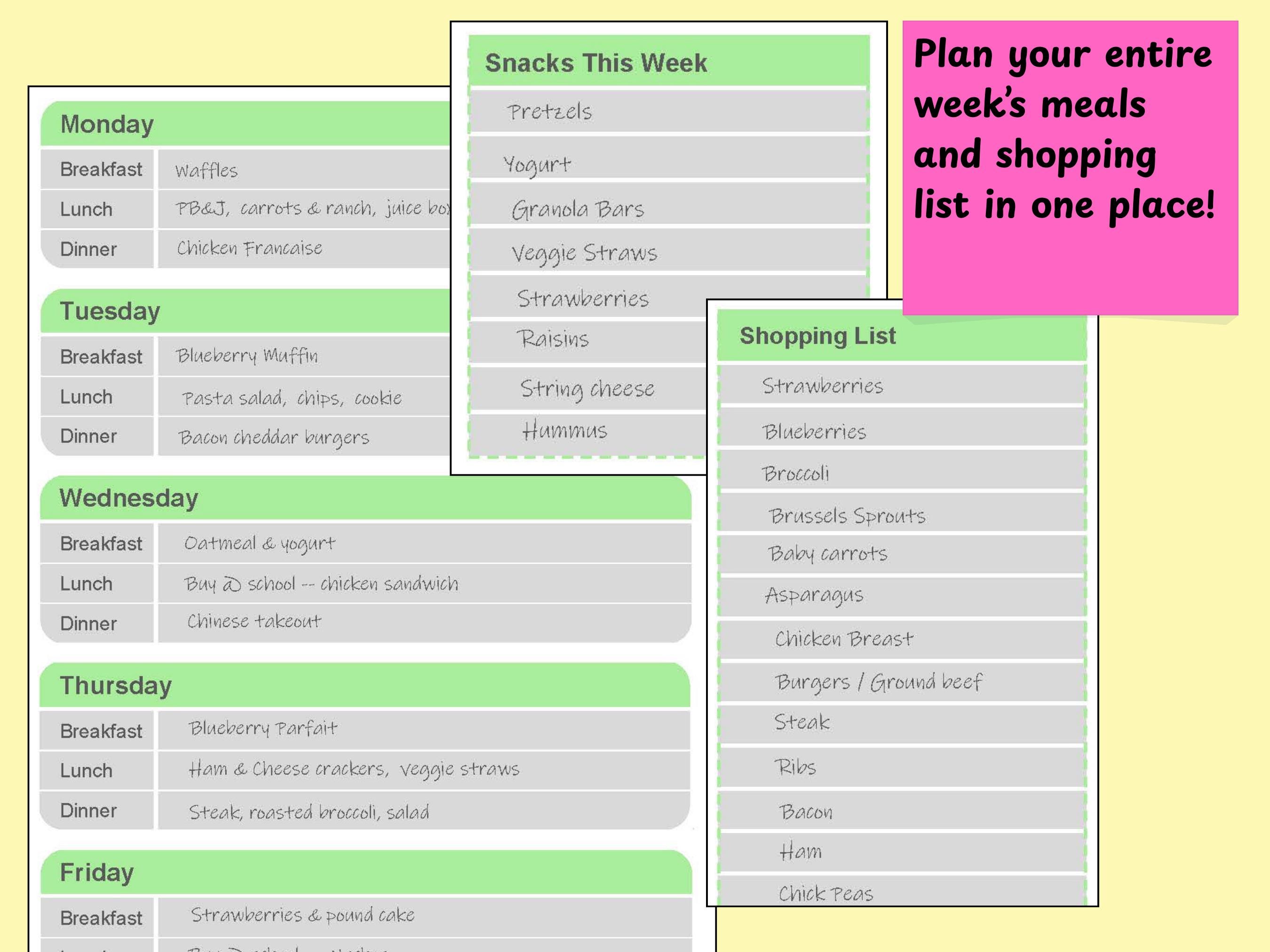 Weekly Meal Planner - Digital Download - Etsy
