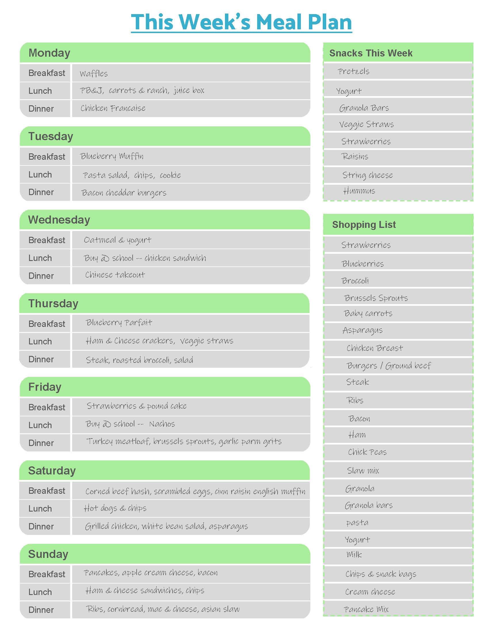 Weekly Meal Planner - Digital Download - Etsy