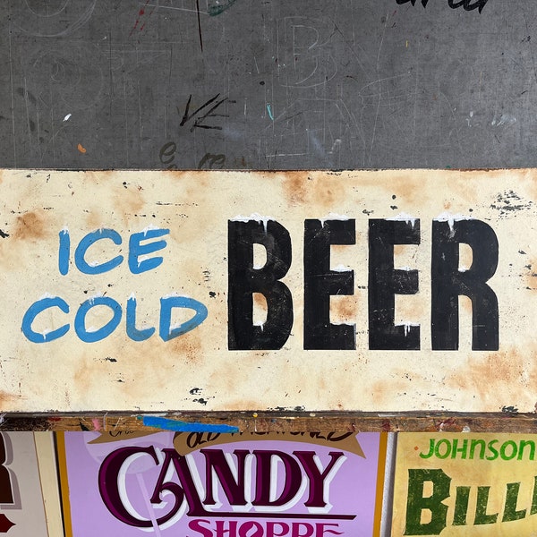 Hand Painted Ice Cold Beer Sign
