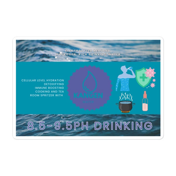 Kangen Water 8.5-9.5 pH Label Sticker, Kangen Water Sticker, Enagic Sticker, Hydration Sticker, Bubble-free stickers